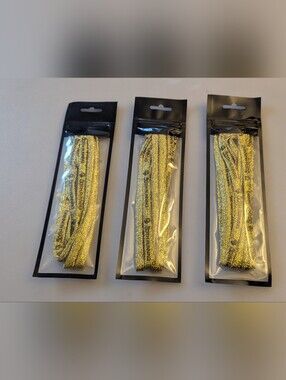Set Of 3 New Sealed Package Of Gold Metallic Flat Glitter Shoelaces